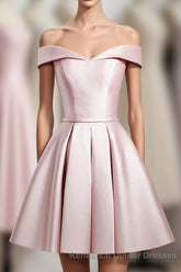 Cute Pink A Line Short Semi Formal Prom Dress, Pink Evening Dress