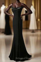 Black Straps Velvet Low Back Long Semi Formal Prom Dress, Black Velvet Evening Dress Semi Formal Prom Dress