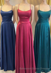 Simple Scoop Neck Lace-Up Back A-Line Semi Formal Prom Dress