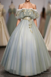 Green Tulle Lace Long Semi Formal Prom Dress, Green Tulle Sweetheart Dress