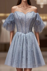 Off The Shoulder Tulle Short Homecoming Dresses