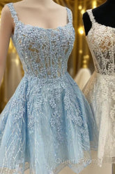 Floral Lace Scoop Neck A-Line Short Party Dress