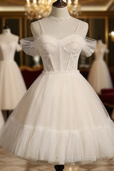 Cute Spaghetti Strap Tulle Short Homecoming Dress