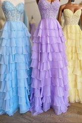 Lavender Illusion Halter Flower Appliques Multi-Layers Long Semi Formal Prom Dress