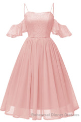 Off the Shoulder Lace Over Chiffon Sage Green Party Dress