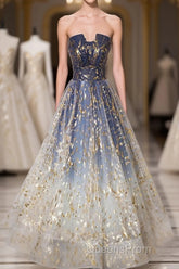 Unique Tulle Lace Long Evening Prom Dress, Tulle Lace Formal Dress, 2