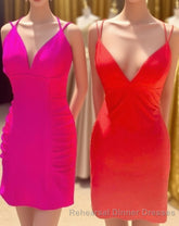 Tight Royal Blue Short Party Dress with Spaghetti Straps