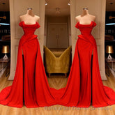 Sexy Red Off-the-Shoulder Long Semi Formal Prom Dress With Split Online