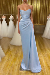 Unique Cross Sweetheart Light Blue Soft-pleated Long Evening Prom Dress
