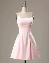 Cute Short Pink Evening Dress With Pocket Short Pink Formal Graduation Cocktail Dress, Pink Cocktail Dress