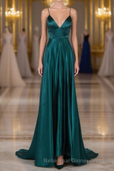 Elegant Open Back Spaghetti Straps Sweep Train Long Semi Formal Prom Dress