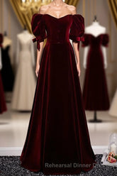 Modest Charming Burgundy Long Semi Formal Prom Dresses Vintage Evening Dresses With Bowknot