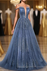 Lovely Tight A-line Lace Up Blue Semi Formal Prom Dresses For Girls Party Dresses