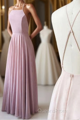 Cute Spaghetti Straps Sleeves Simple Long Evening Prom Dress For Girls