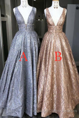 Amazing Unique V-neck Long Semi Formal Prom Dresses Gorgeous Modest Floor Length Party Dresses