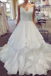 Charming Spaghetti Straps Long Ball Gown Lace Up Wedding Dress