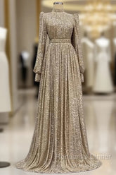 A-Line Evening Gown Elegant Dress Red Green Dress Black Tie Floor Length Long Sleeve Jewel Neck Fall Wedding Guest Sequined With Ruched