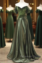 A-Line Green Sweetheart Velvet Long Party Dress, Green Evening Dress Semi Formal Prom Dress
