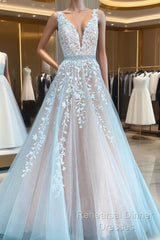 A-Line Ivory Lace Appliqued Long Wedding Dress Formal Dress Semi Formal Prom Dress