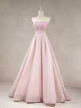 A Line Pink Long Prom Dresses, Formal Pink Bridesmaid Dresses
