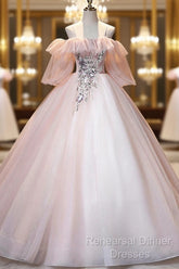 A-Line Pink Spaghetti Straps Long Semi Formal Prom Dress, Pink Lace Formal Evening Dress