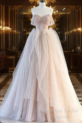 A-Line Pink Tulle Sweetheart Semi Formal Prom Dress Party Dress, Pink Tulle Evening Dress