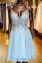 A-Line/Princess Spaghetti Straps Short/Mini Chiffon Homecoming Dresses