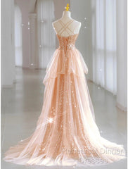 A-Line Semi Formal Prom Dresses Sparkle & Shine Dress Sweet 16 Birthday Floor Length Sleeveless Sweetheart Tulle With Sequin