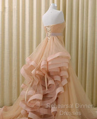 A-Line Stomacher Tiered  Wedding Dress Court Train With Appliques