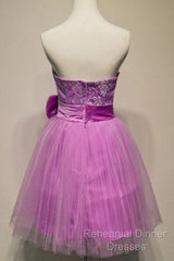 A-Line Strapless Appliques Bowknot Short Homecoming Dress Party Dress