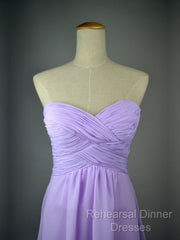 A Line Sweetheart Neck Backless Lilac Long Semi Formal Prom Dress, Lilac Long Bridesmaid Dress