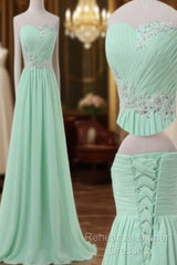 A Line Sweetheart Neck Floor Length Green Semi Formal Prom Dress, Long Formal / Bridesmaid Dress