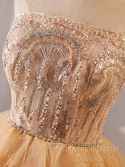 A-Line Tulle Lace Champagne Short Semi Formal Prom Dress, Champagne Homecoming Dress