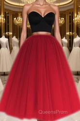 A Line Two Piece Homecoming Dress Short Tulle Evening Prom Gowns