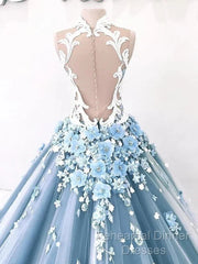 A-Line Vintage Backless Wedding Dress Tulle High Neck