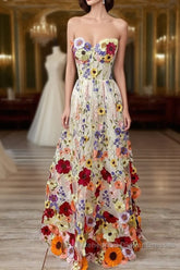 A-Line Wedding Guest Dresses Floral Dress Wedding Guest Floor Length Sleeveless Illusion Neck Wednesday Addams Family Cotton Backless With Embroidery Appliques