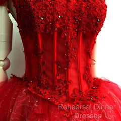Adorable Red Sweetheart Shiny Tulle Off Shoulder Short Homecoming Dress, Red Party Dress