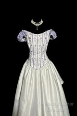 Aesthetic Ball Gown Off The Shoulder White Semi Formal Prom Dress Ruffle Long Party Dress