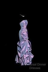 Aesthetic Mermaid Strapless Neckline Grape Taffeta Semi Formal Prom Dress Ruffle Long Party Dress