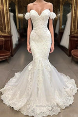 Amazing Long Mermaid Sweetheart Appliqued Lace Wedding Dresses with Sleeves