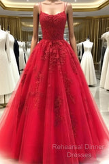 Backless Red Lace Semi Formal Prom Dresses, Open Back Red Lace Formal Evening Graduation Dresses