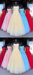 Backless Yellow Pink Blue Red Burgundy Lace Semi Formal Prom Dresses, Backless Lace Formal Evening Bridesmaid Dresses