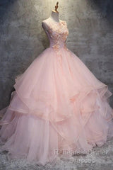 Ball Gown Long Semi Formal Prom Dress Flowers Gorgeous Quinceanera Dresses With Flowers
