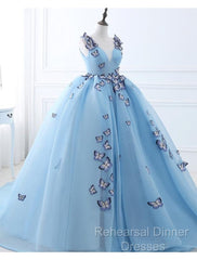Ball Gown Semi Formal Prom Dresses Luxurious Dress Engagement Court Train Sleeveless V Neck Tulle With Pleats Appliques 2