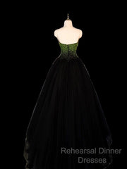 Ball Gown Sweetheart Tulle Black Semi Formal Prom Dresses Evening Dress