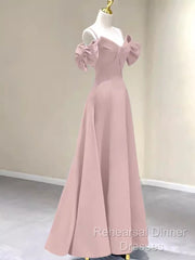 Beautiful A-Line Straps Pink Long Semi Formal Prom Dress