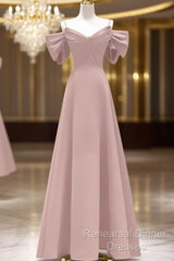 Beautiful A-Line Straps Pink Long Semi Formal Prom Dress