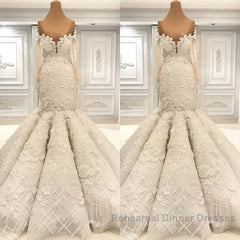 Beautiful Ivory Mermaid Sweetheart Lace Bridal Gowns for Wedding