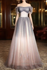 Beautiful Pink Gradient Beaded Sweetheart Long Semi Formal Prom Dress, Tulle Evening Dresses