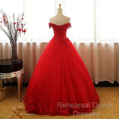 Beautiful Red Tulle Sweet 16 Gowns, Semi Formal Prom Gowns, Red Party Dress